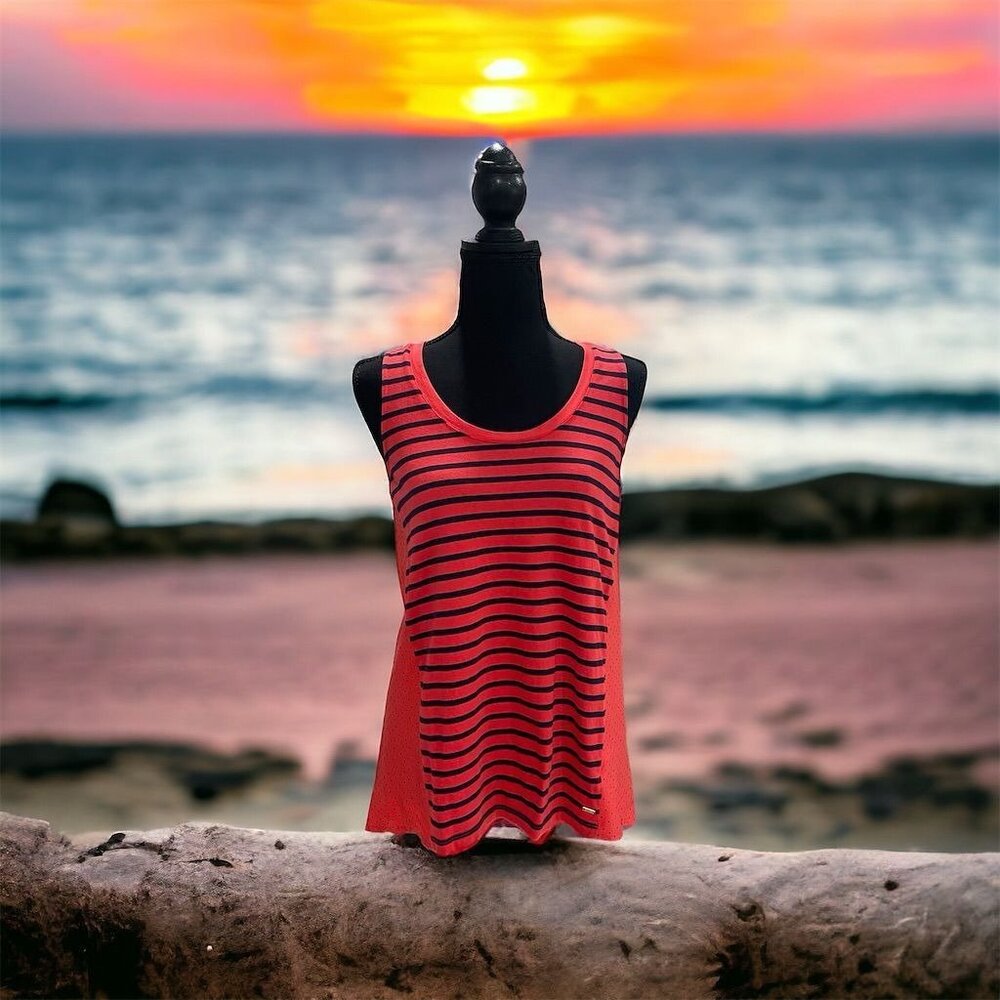 Tommy Hilfiger Women's XS Red Polka‎ Dot/Stripe Tank Top Sleeveless Casual Tee
